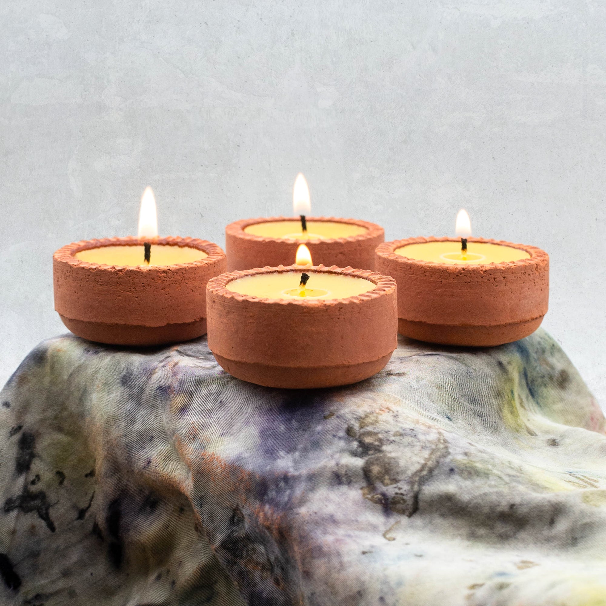 4 Clay Pot Diya Beeswax Candles