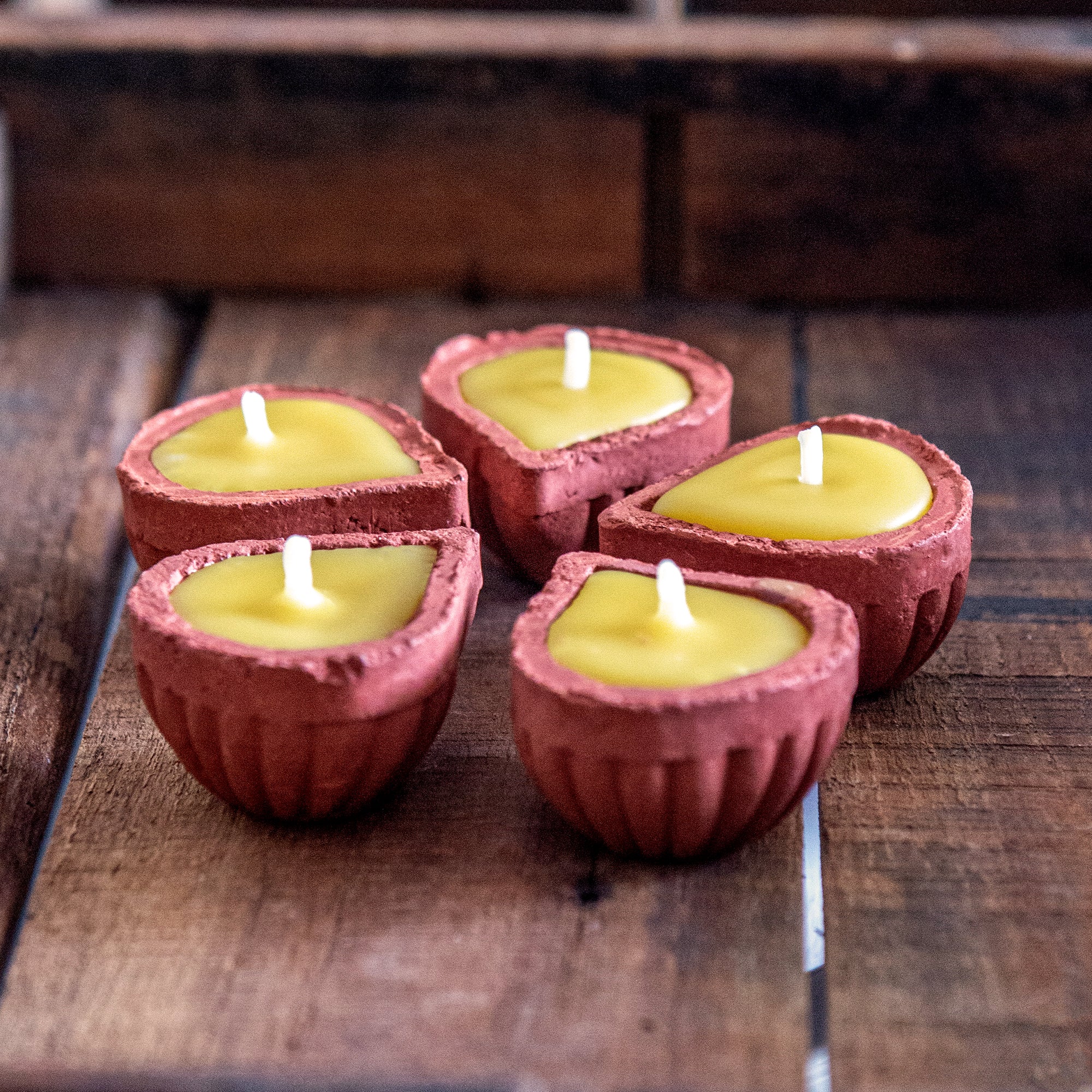 SET OF 5 - MICRO DIYA TEALIGHT BEESWAX CANDLES