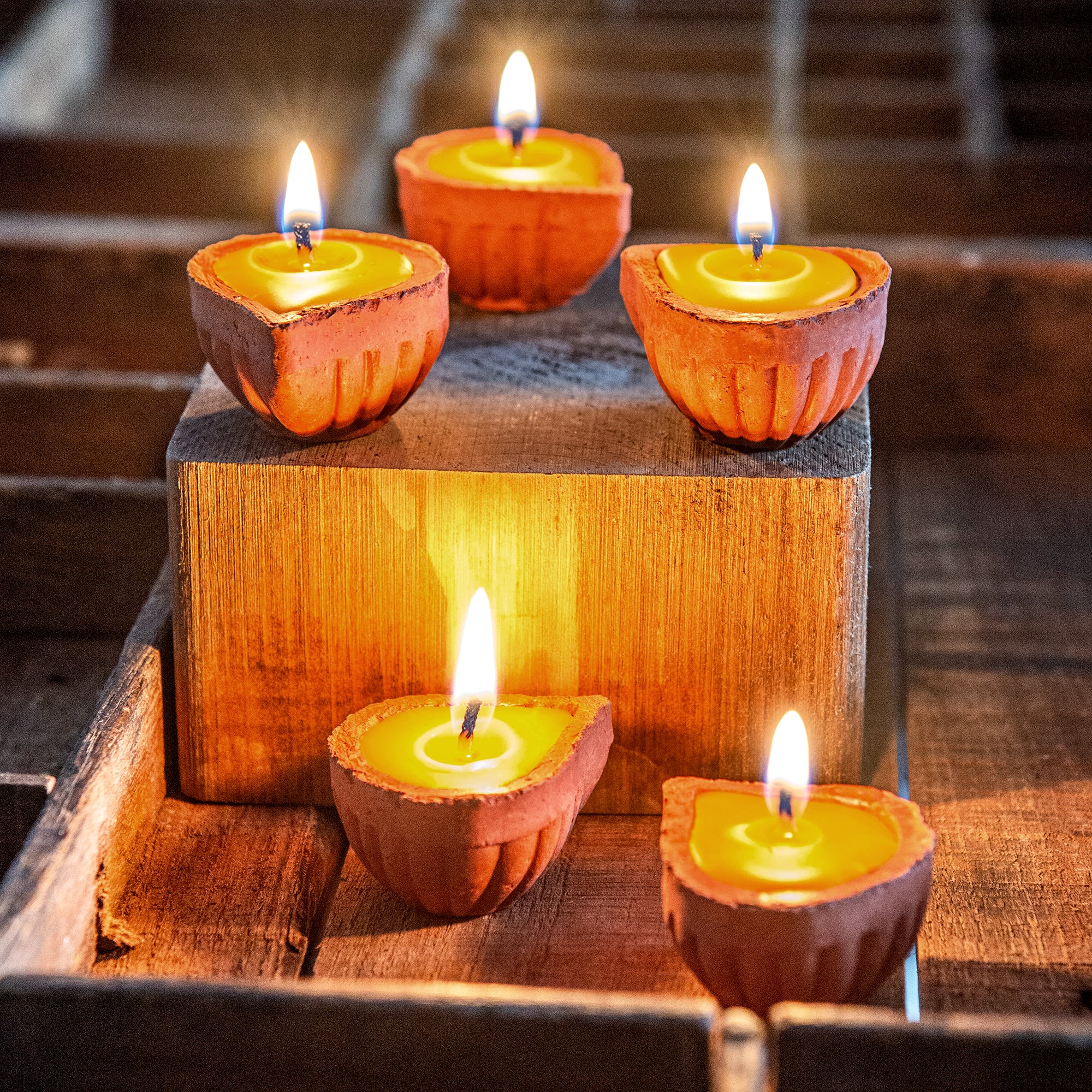 SET OF 5 - MICRO DIYA TEALIGHT BEESWAX CANDLES