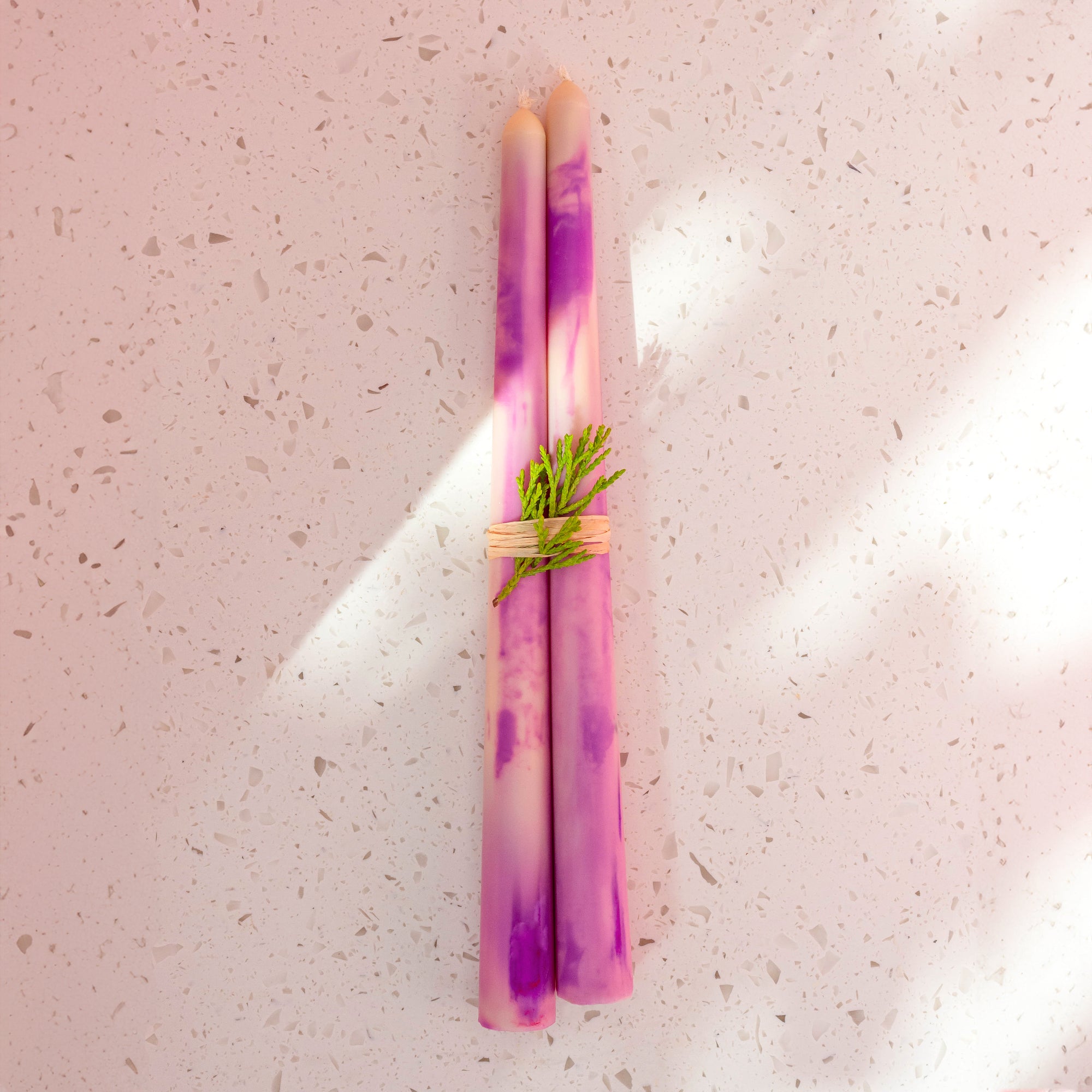 LAVENDER HAZE MARBLE TAPERS