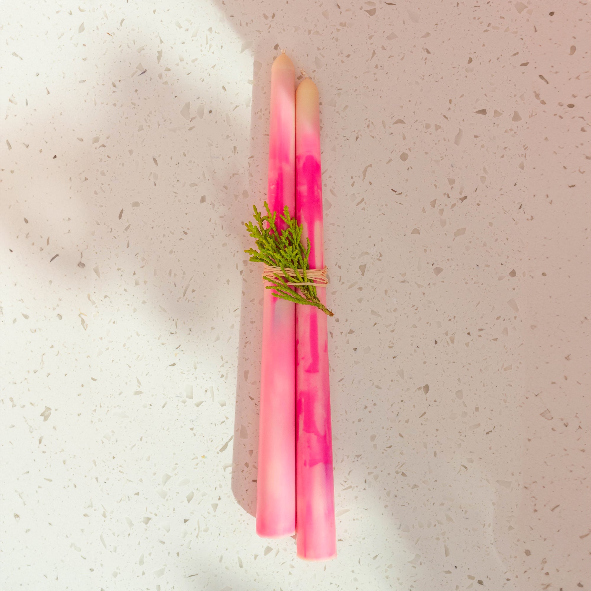 PINK HAZE MARBLE TAPERS