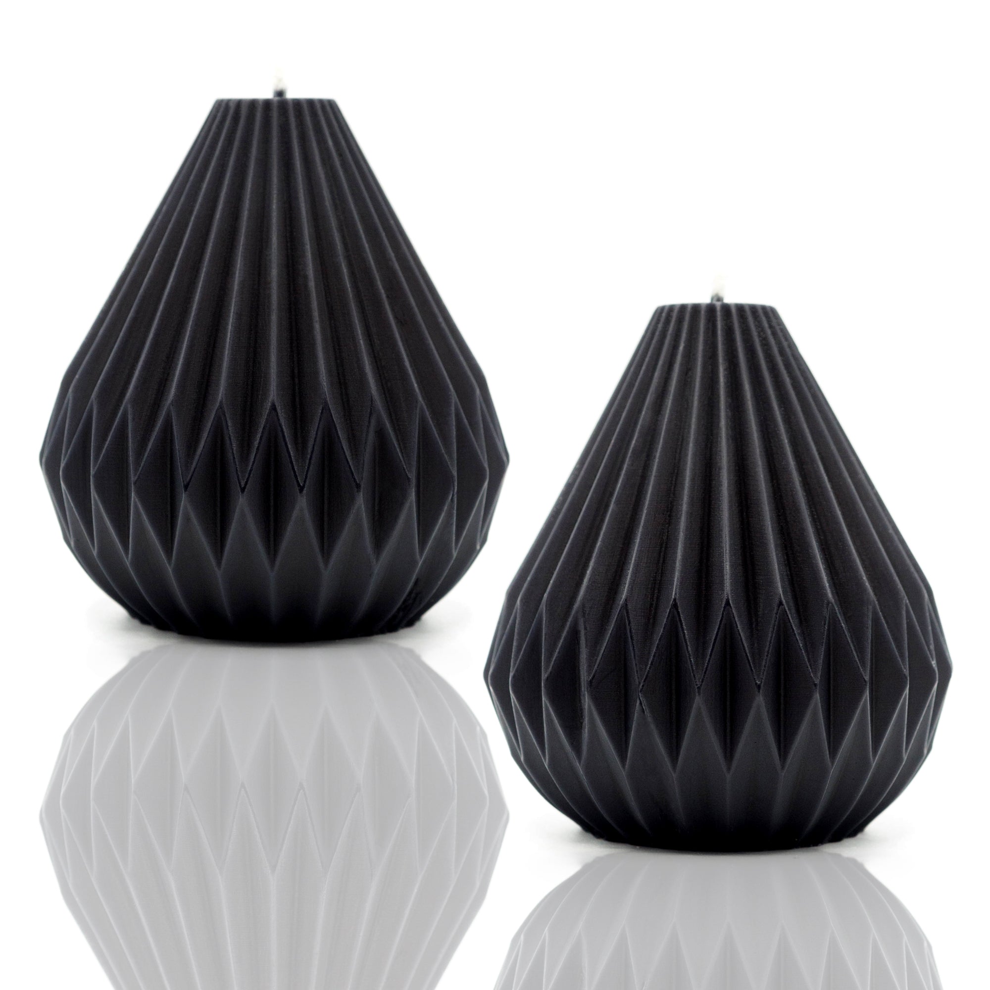 BLACK PEAR SHAPED ORIGAMI LANTERN CANDLE