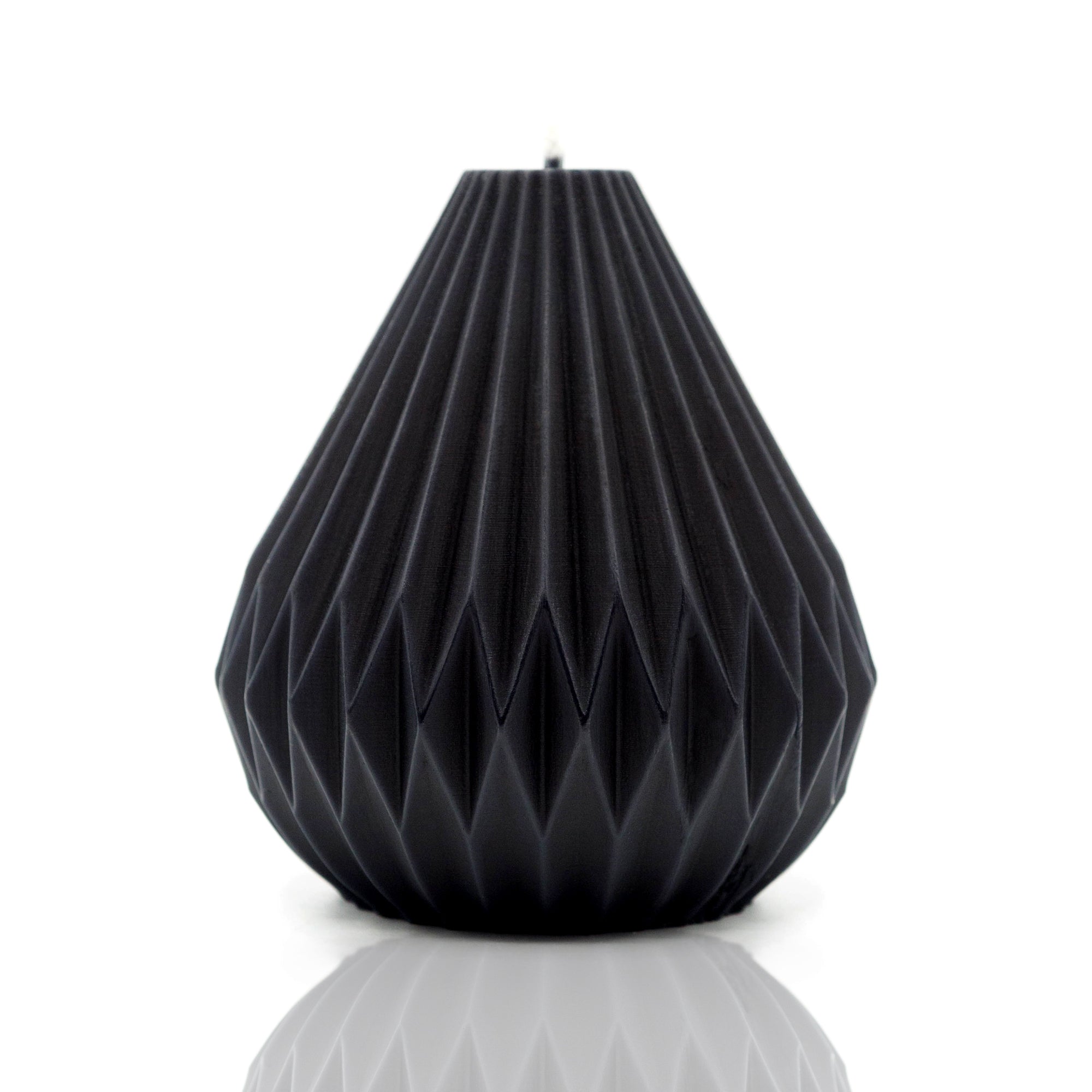 BLACK PEAR SHAPED ORIGAMI LANTERN CANDLE