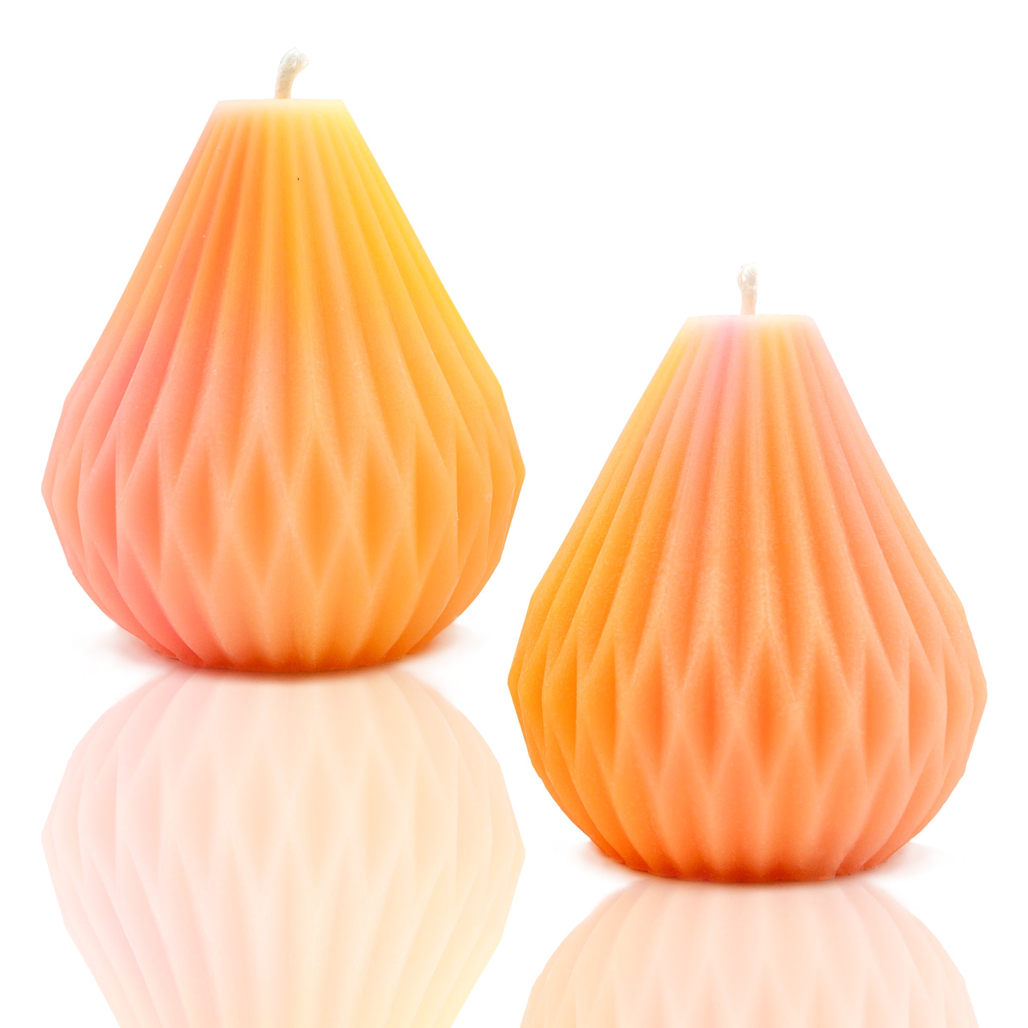 CORAL ORIGAMI PEAR SHAPED LANTERN CANDLES - SET OF 2