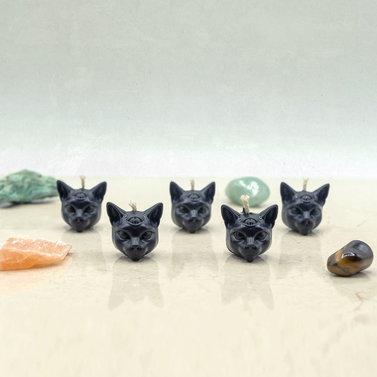 SET OF 5 TINY MYSTICAL CAT CANDLES