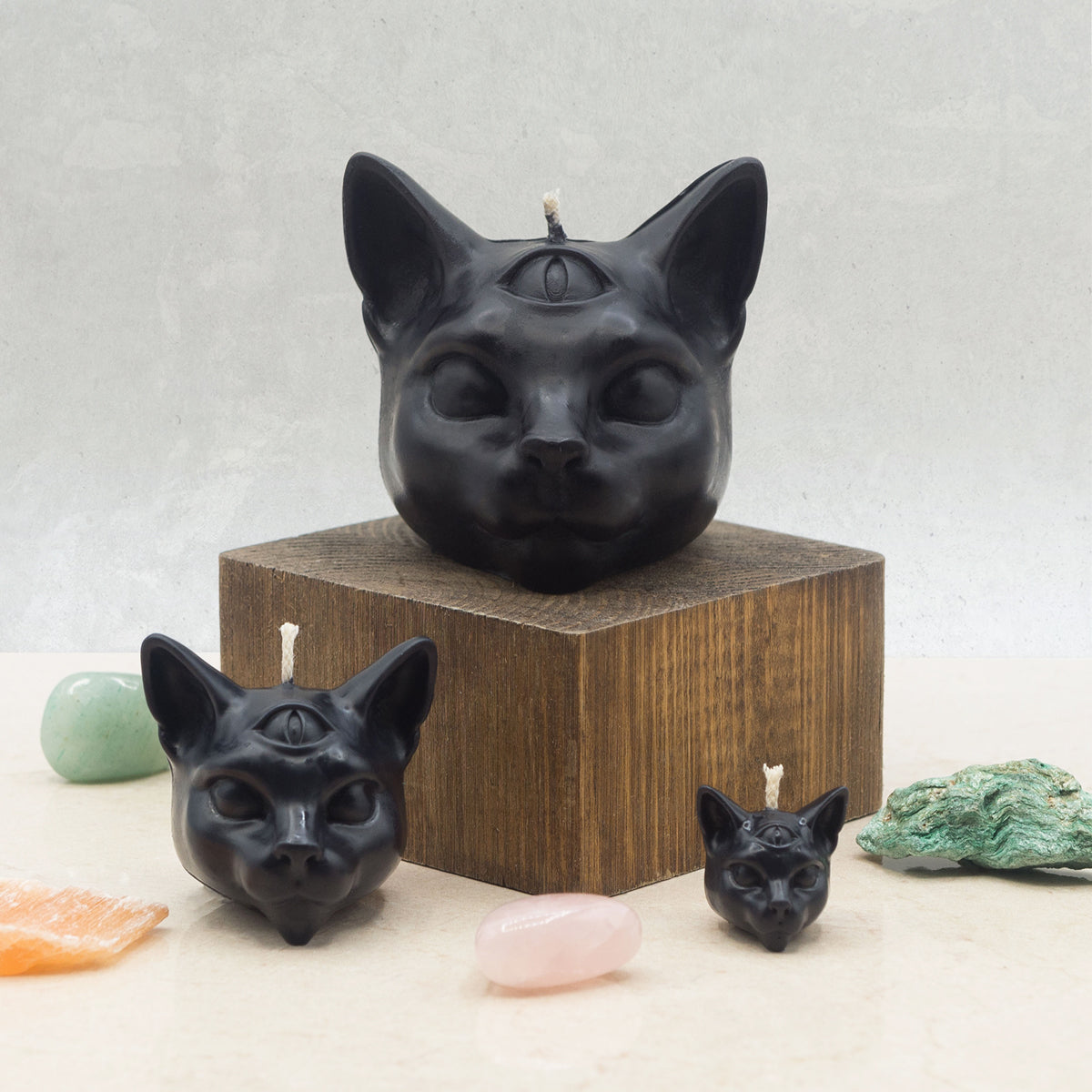 SET OF 3 MYSTICAL CAT CANDLES